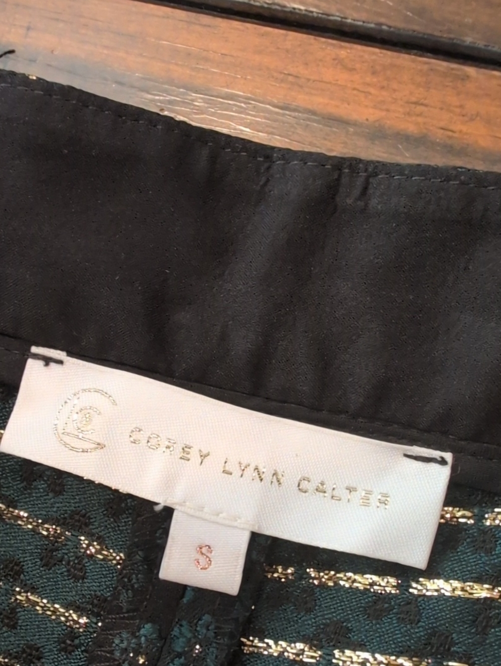 Corey Lynn Calter Tapered Pant Bow Waist embroidered Metallic Floral Anthro - Picture 5 of 9